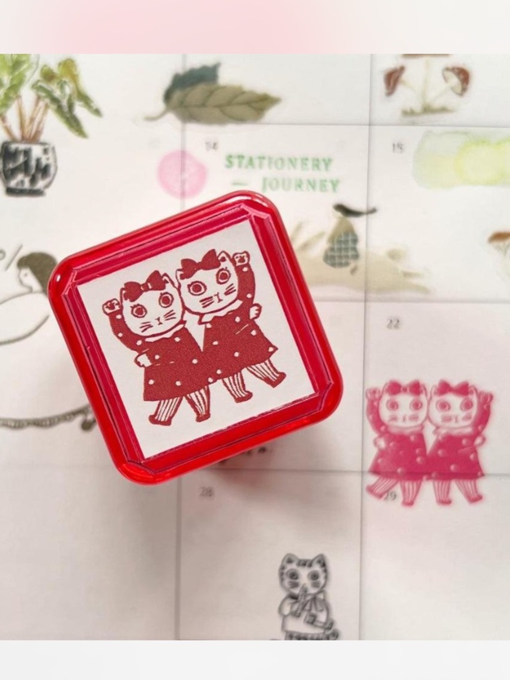 Sanby x Yumi Kitagishi Pre-Inked Stamp - Cat Duo
